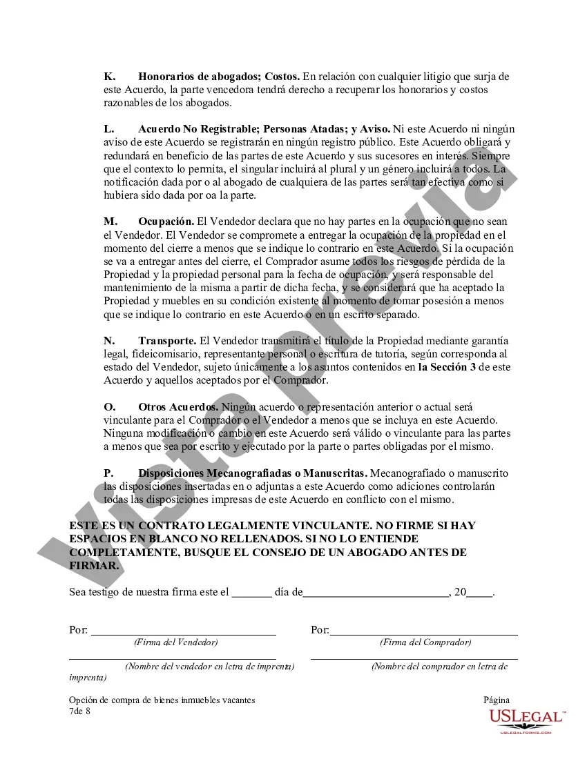 Preview Opción de compra de bienes inmuebles vacantes