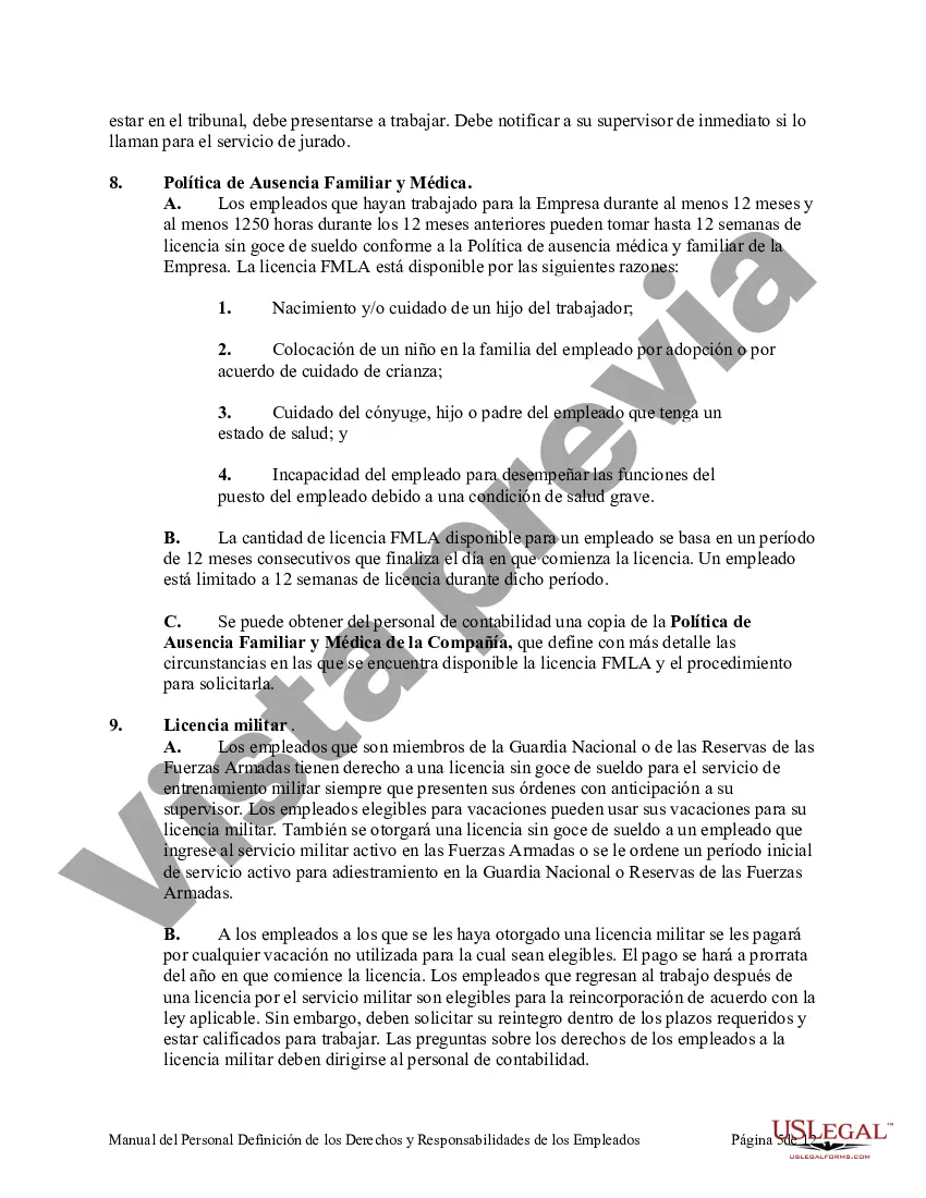 Preview Manual de personal que define los derechos y responsabilidades de los empleados