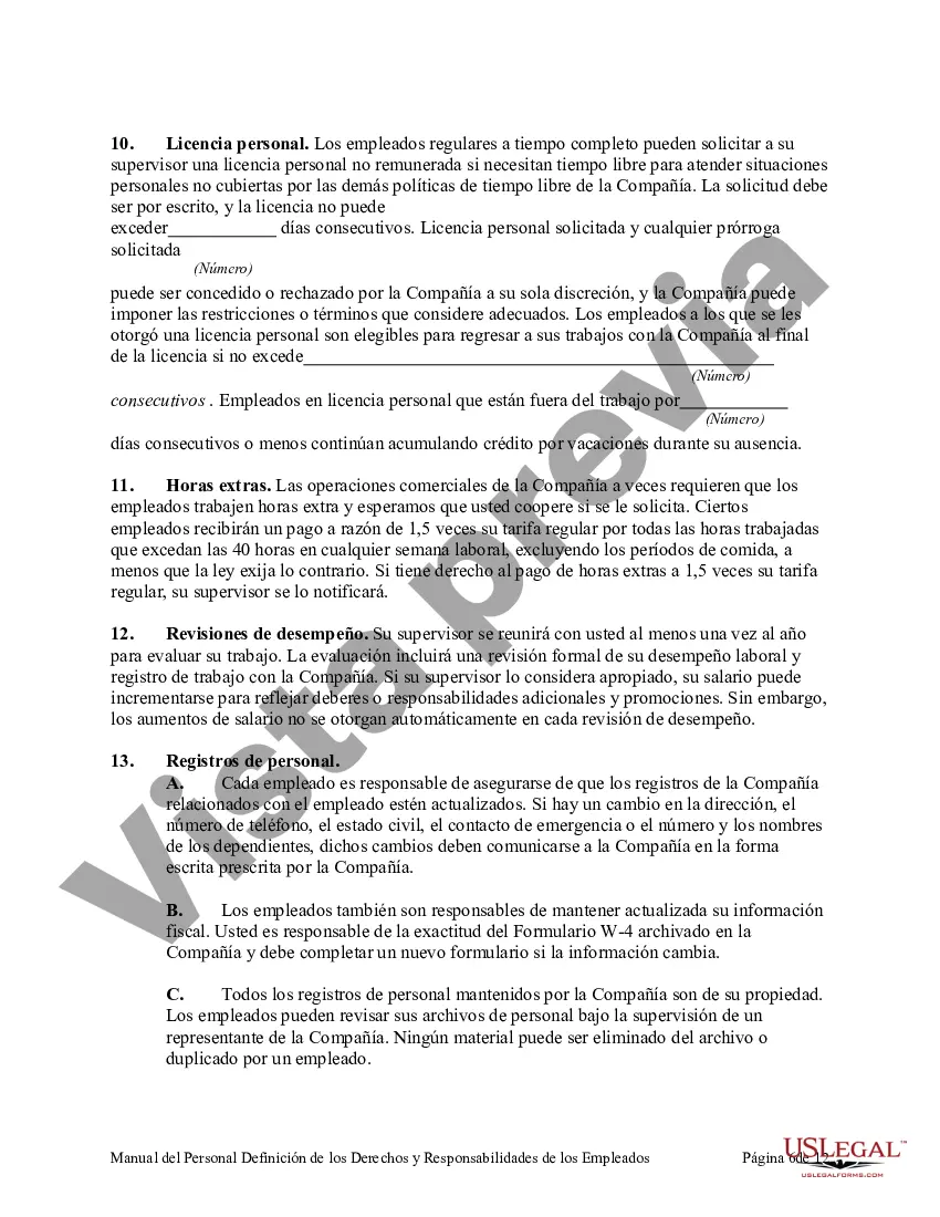 Preview Manual de personal que define los derechos y responsabilidades de los empleados