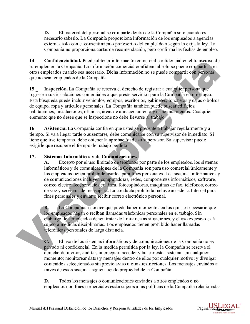 Preview Manual de personal que define los derechos y responsabilidades de los empleados