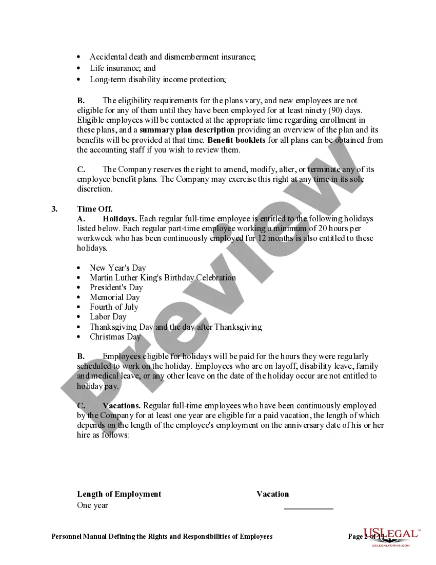 Get Personnel Manual Defining the Rights and Responsibilities of Employees Preview Personnel Manual Defining the Rights and Responsibilities of Employees