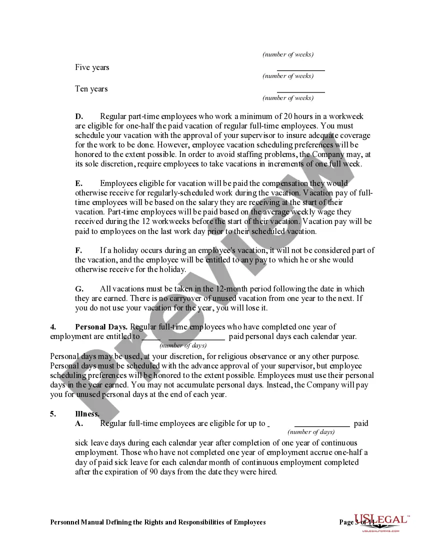 Get Personnel Manual Defining the Rights and Responsibilities of Employees Preview Personnel Manual Defining the Rights and Responsibilities of Employees