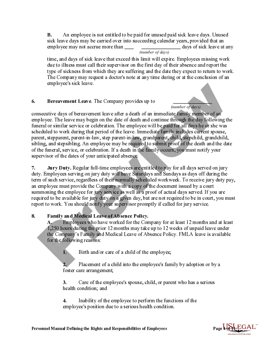 Get Personnel Manual Defining the Rights and Responsibilities of Employees Preview Personnel Manual Defining the Rights and Responsibilities of Employees