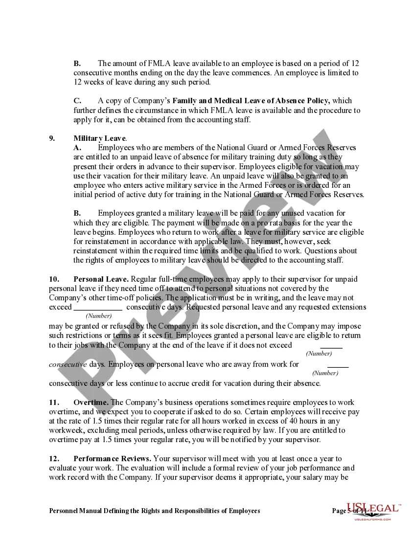Get Personnel Manual Defining the Rights and Responsibilities of Employees Preview Personnel Manual Defining the Rights and Responsibilities of Employees