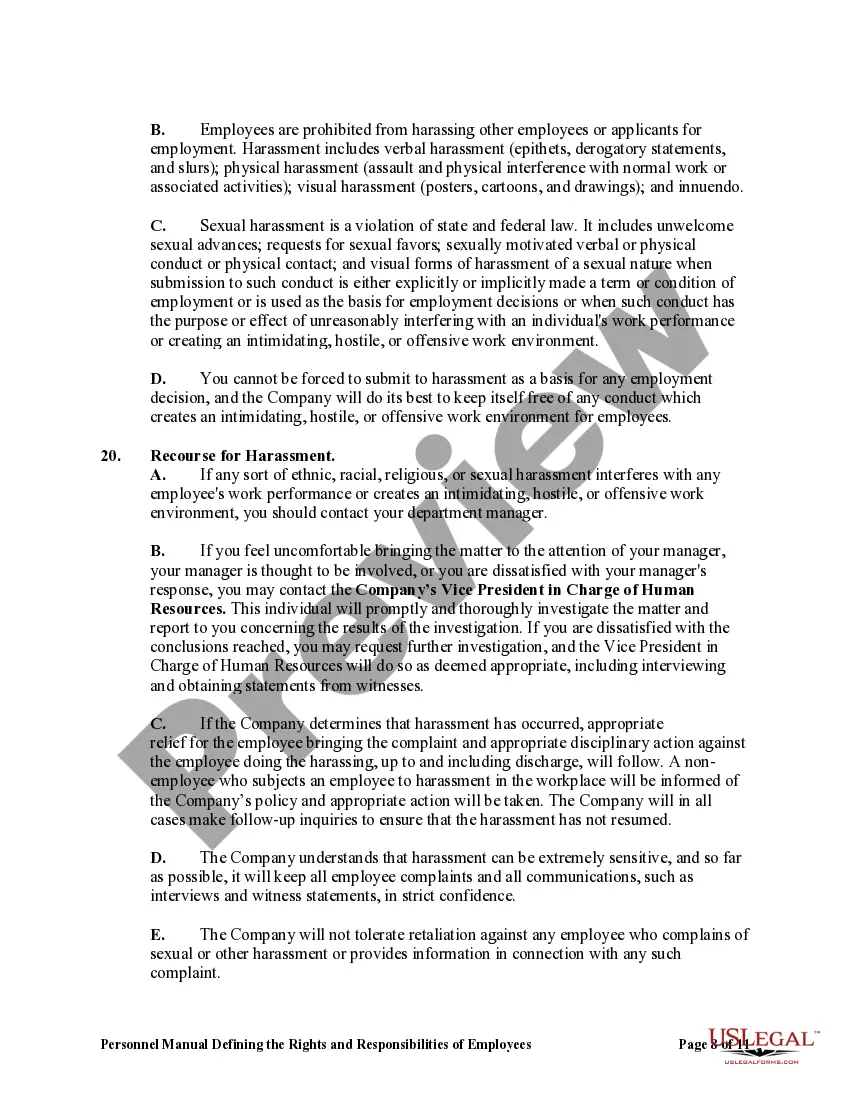 Get Personnel Manual Defining the Rights and Responsibilities of Employees Preview Personnel Manual Defining the Rights and Responsibilities of Employees