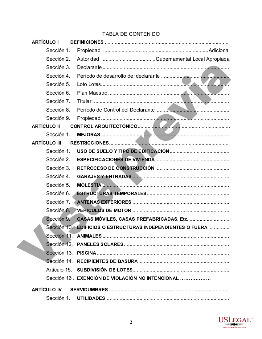 Preview Declaración modificada y reformulada de convenios, condiciones y restricciones para la subdivisión