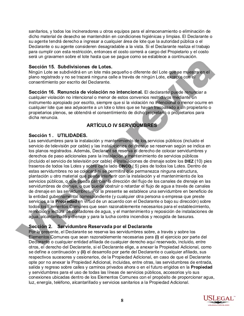 Preview Declaración modificada y reformulada de convenios, condiciones y restricciones para la subdivisión