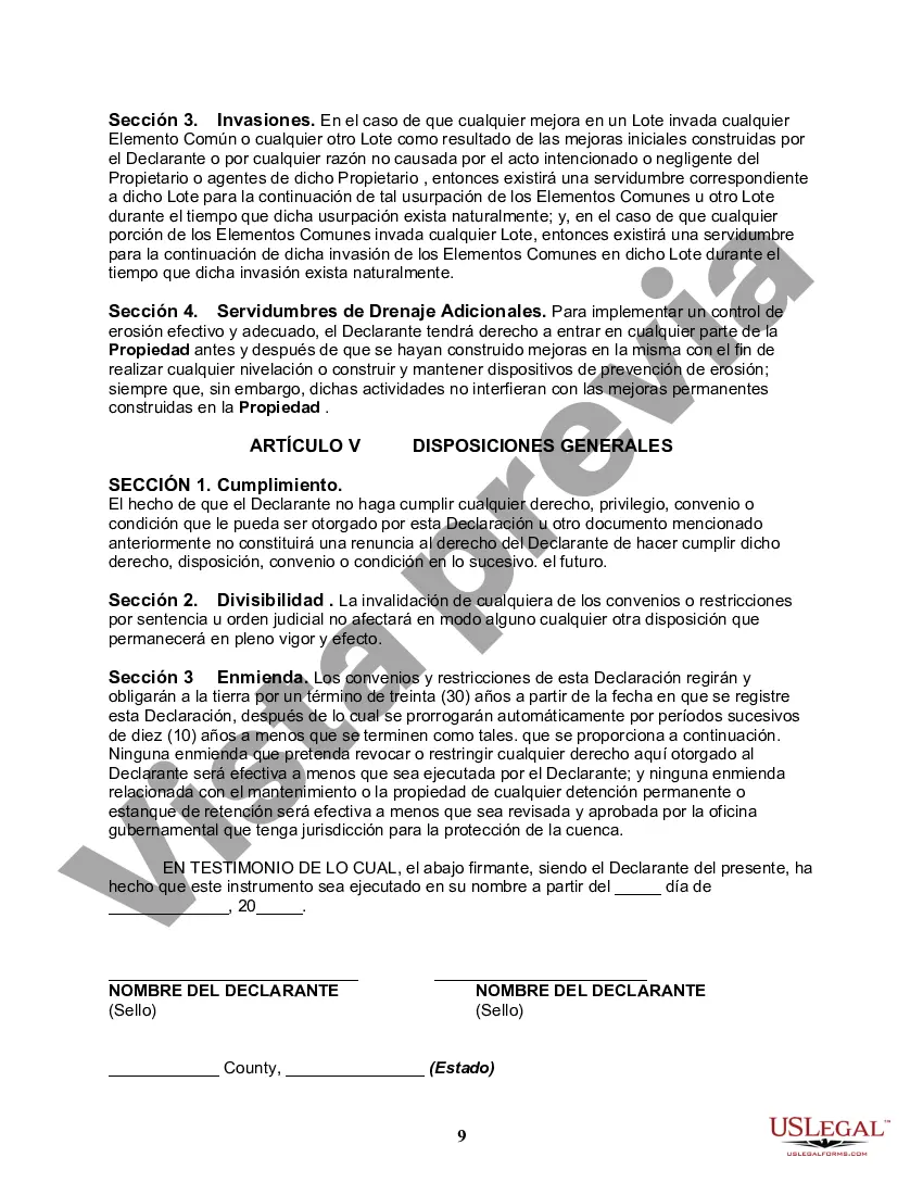 Preview Declaración modificada y reformulada de convenios, condiciones y restricciones para la subdivisión