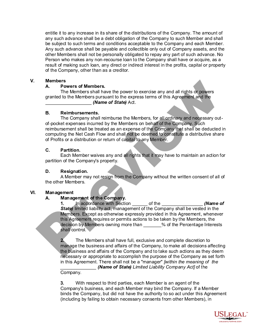 llc operating agreement sample manager managed missouri