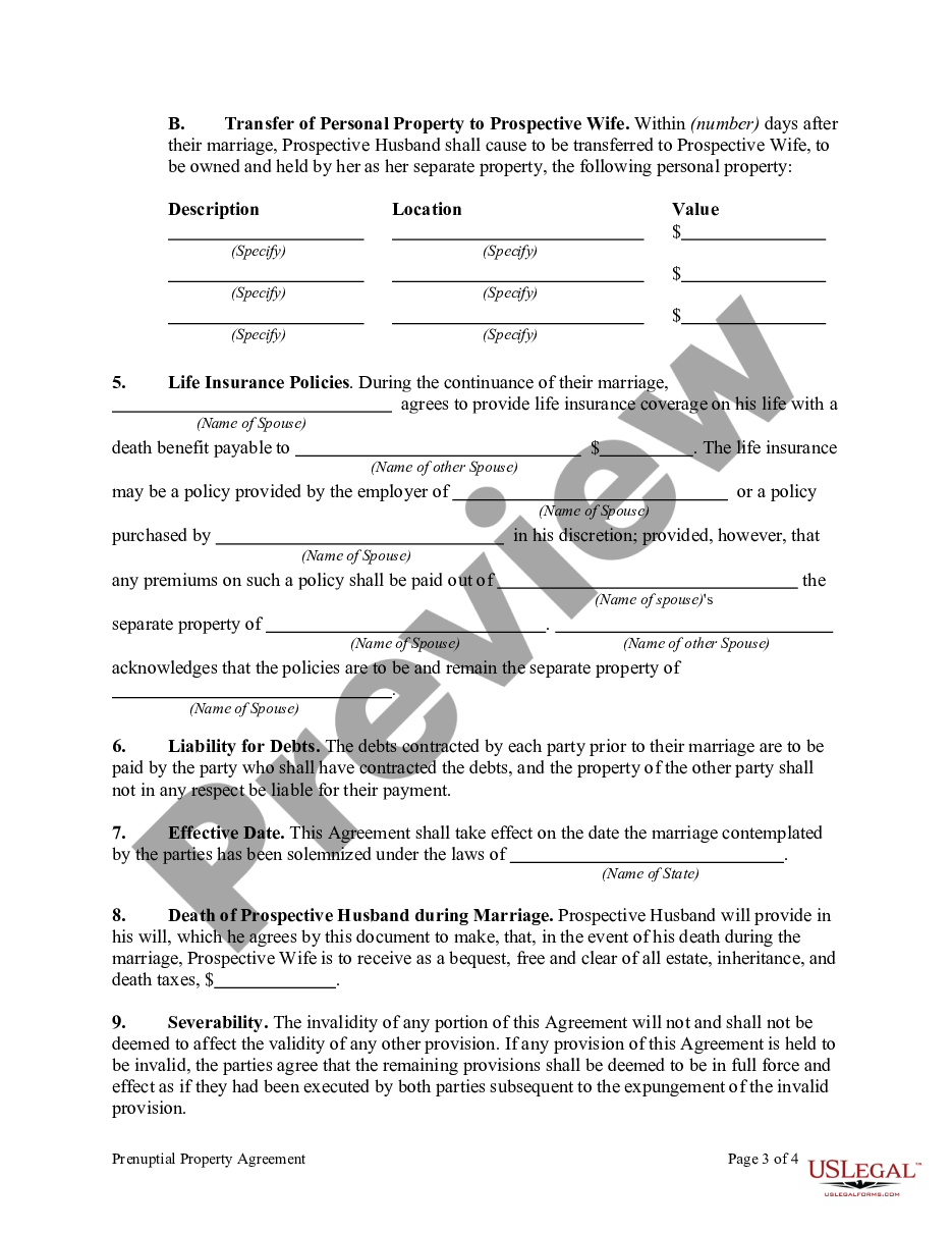 page 2 Prenuptial Property Agreement preview