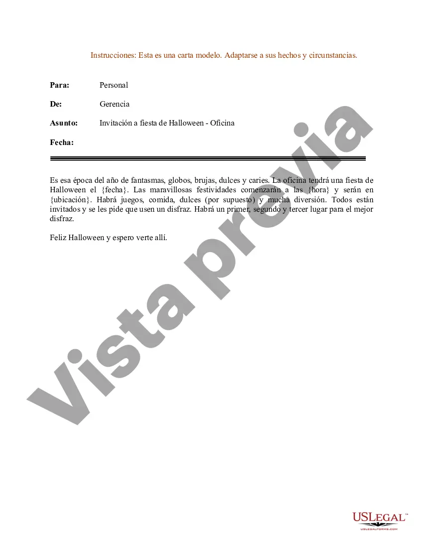 Preview Modelo de carta para invitación a fiesta de Halloween - Oficina