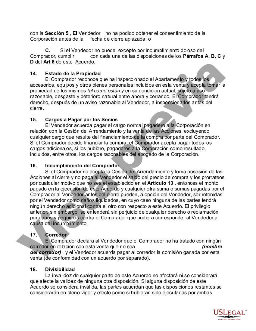 Preview Acuerdo de Compra y Venta de Derechos de Apartamento Cooperativo