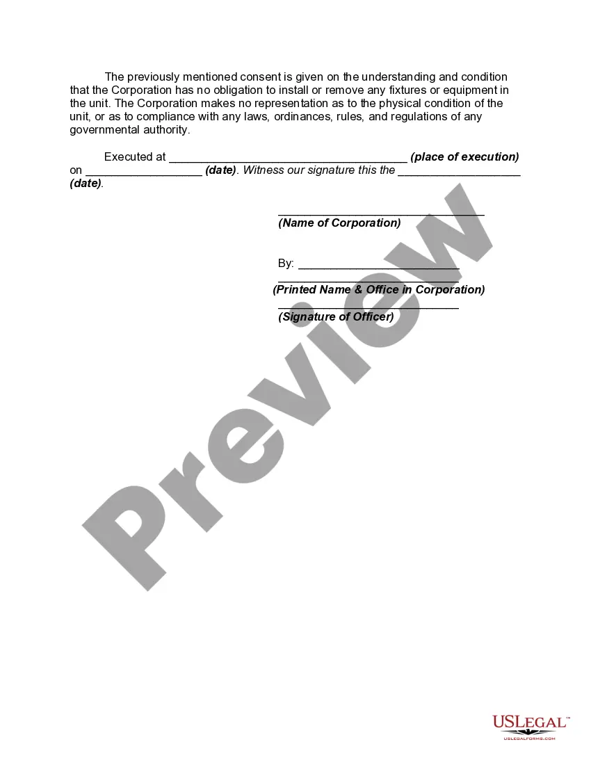 Get Consent of Corporation to Assignment of Proprietary Lease and Consent to Membership Preview Consent of Corporation to Assignment of Proprietary Lease and Consent to Membership