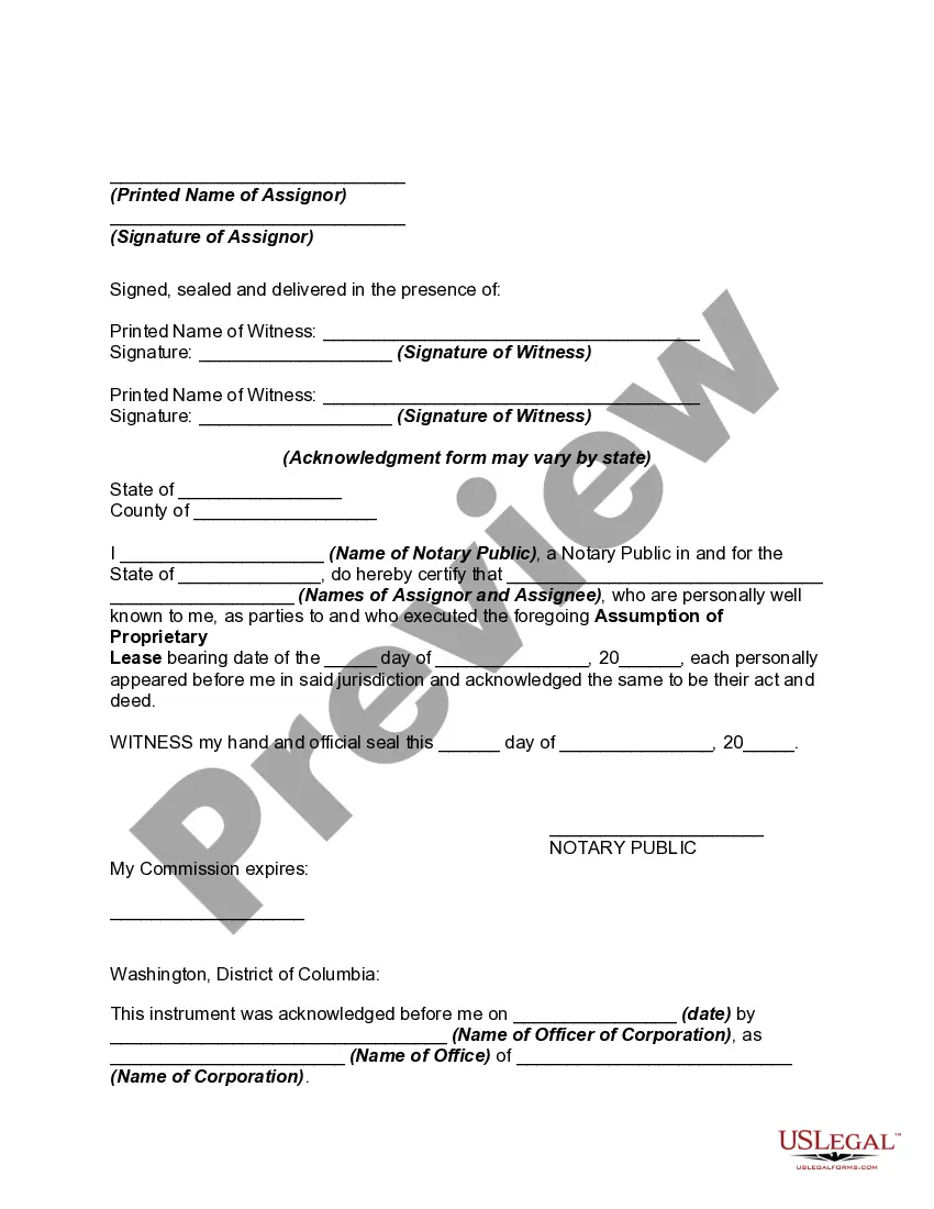 Get Assumption of Proprietary Lease Preview Assumption of Proprietary Lease