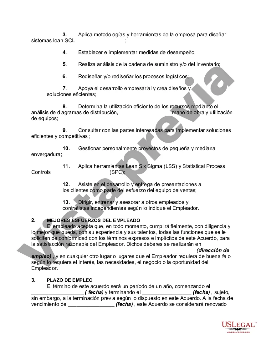 Preview Contrato Laboral con Project Manager de Proveedor de Supply Chain Logística