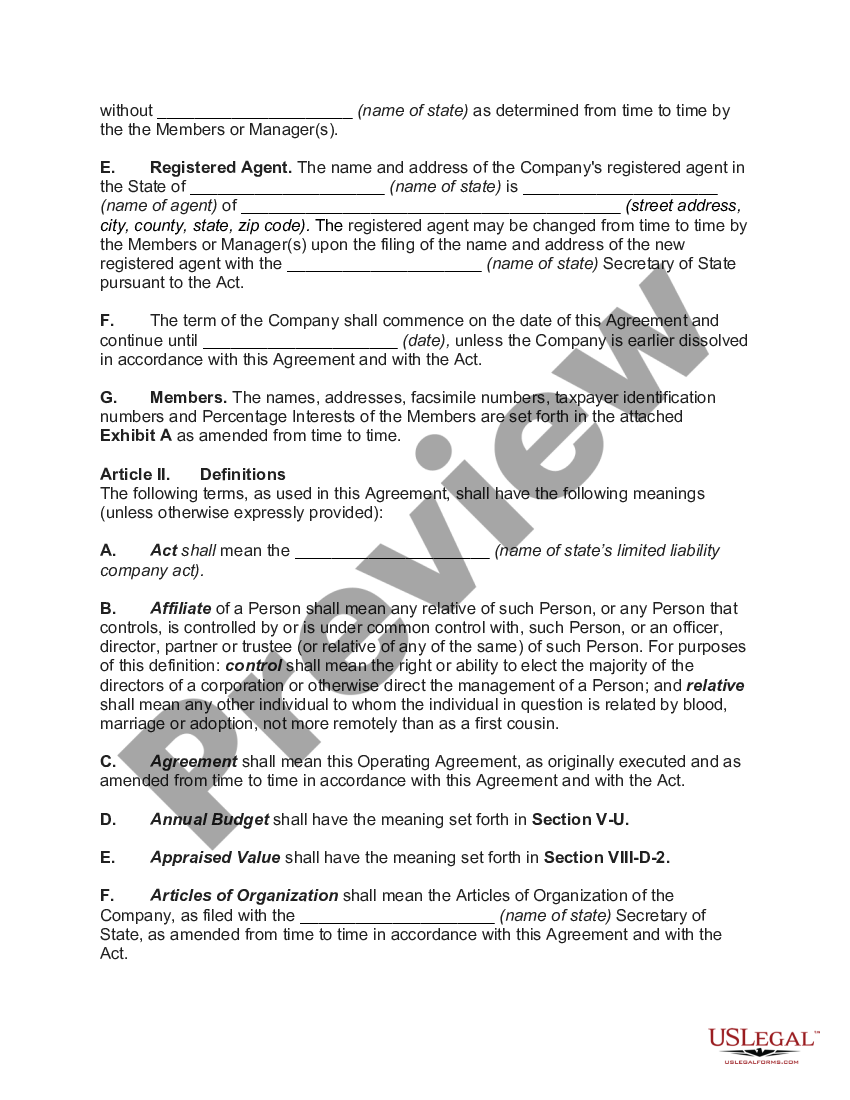 llc operating agreement sample manager managed missouri