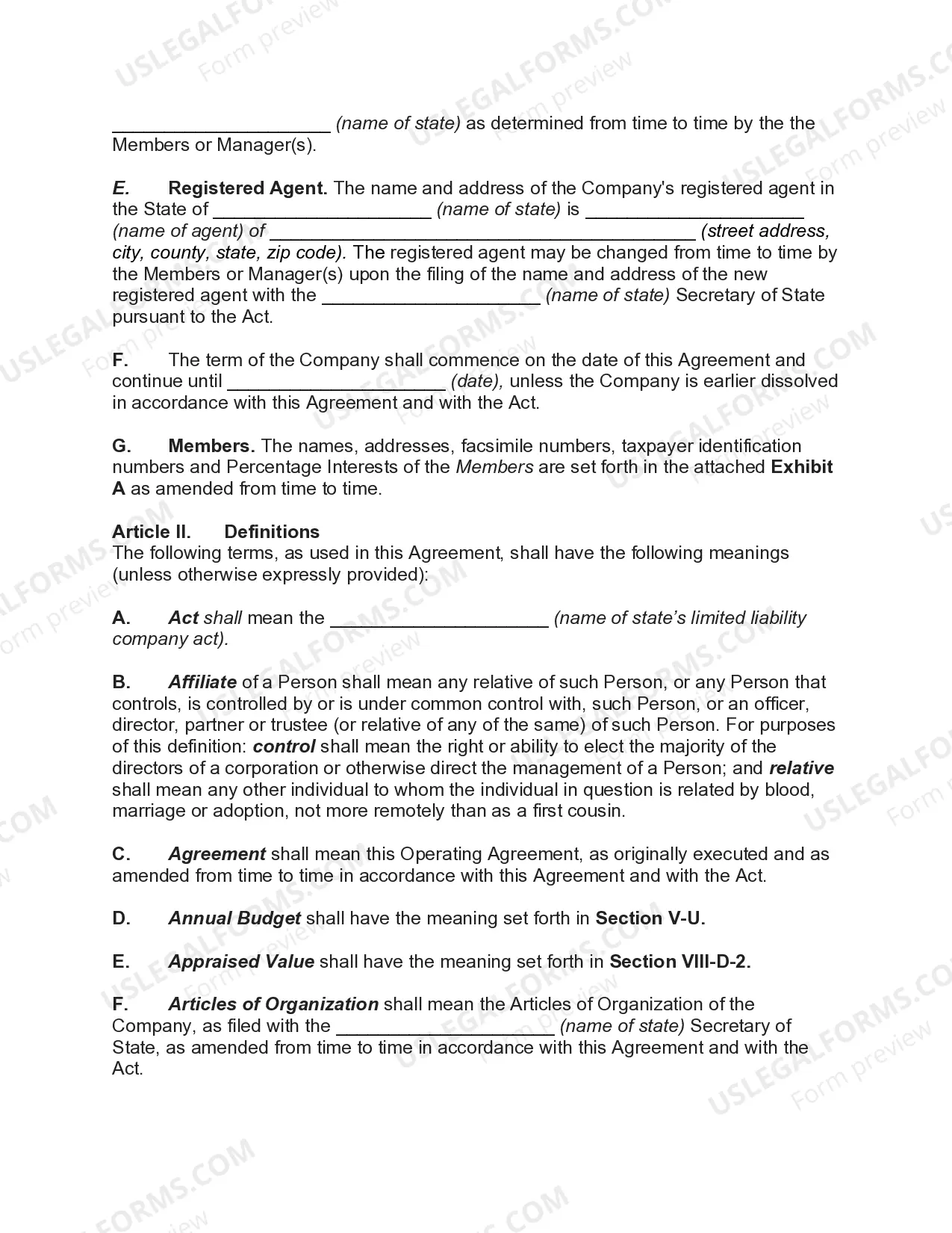 Preview Manager Managed Limited Liability Company Operating Agreement with Classes of Members