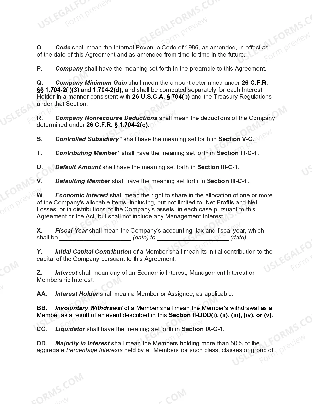 Preview Manager Managed Limited Liability Company Operating Agreement with Classes of Members