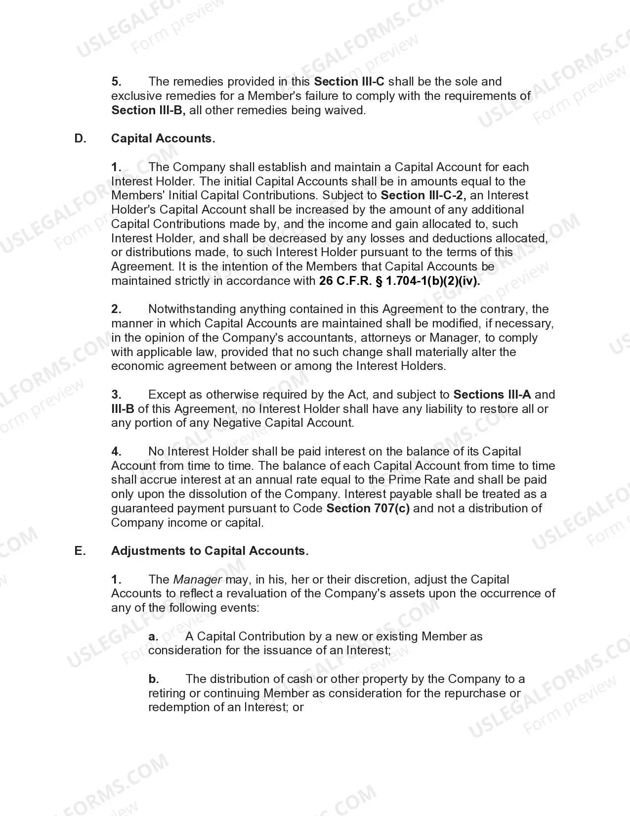 Preview Manager Managed Limited Liability Company Operating Agreement with Classes of Members