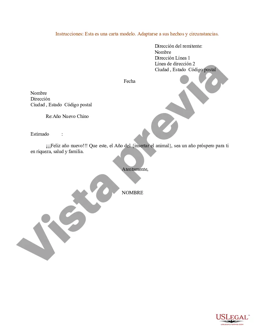 Preview Ejemplo de carta para el año nuevo chino