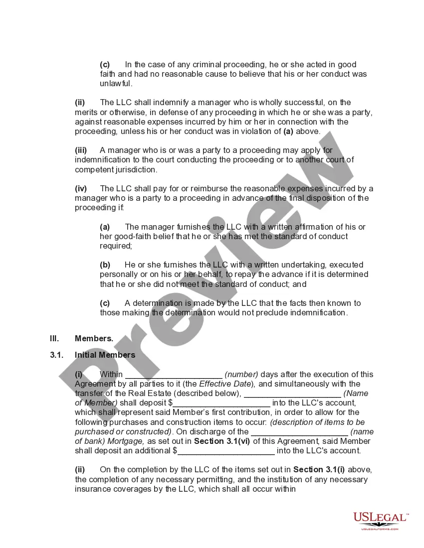 Get Limited Liability Operating Agreement for Manager Managed Real Estate Development with Specification of Different Amounts of Capital Contributions by Members Preview Limited Liability Operating Agreement for Manager Managed Real Estate Development with Specification of Different Amounts of Capital Contributions by Members
