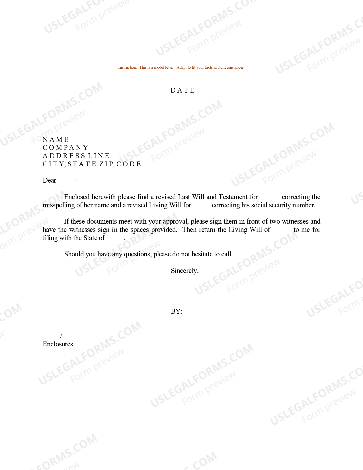 Sample Letter For Revised Last Will And Testament Sample Letter Form 