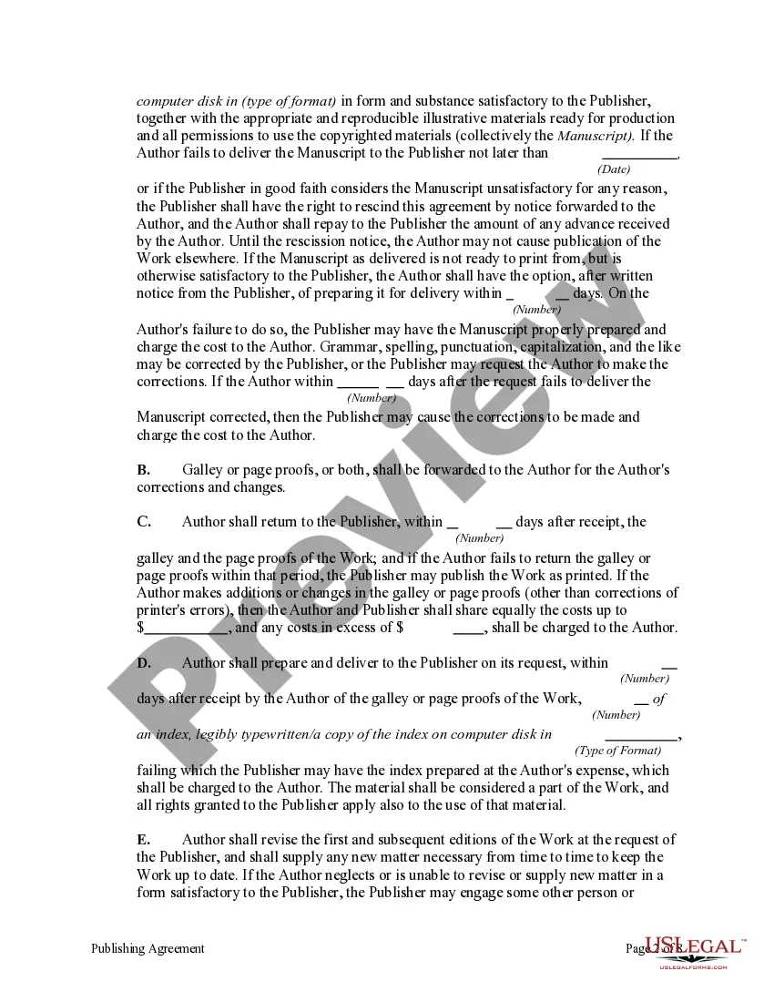 Preview Publishing Agreement Including Right to License Work in Media Other Than Book Form