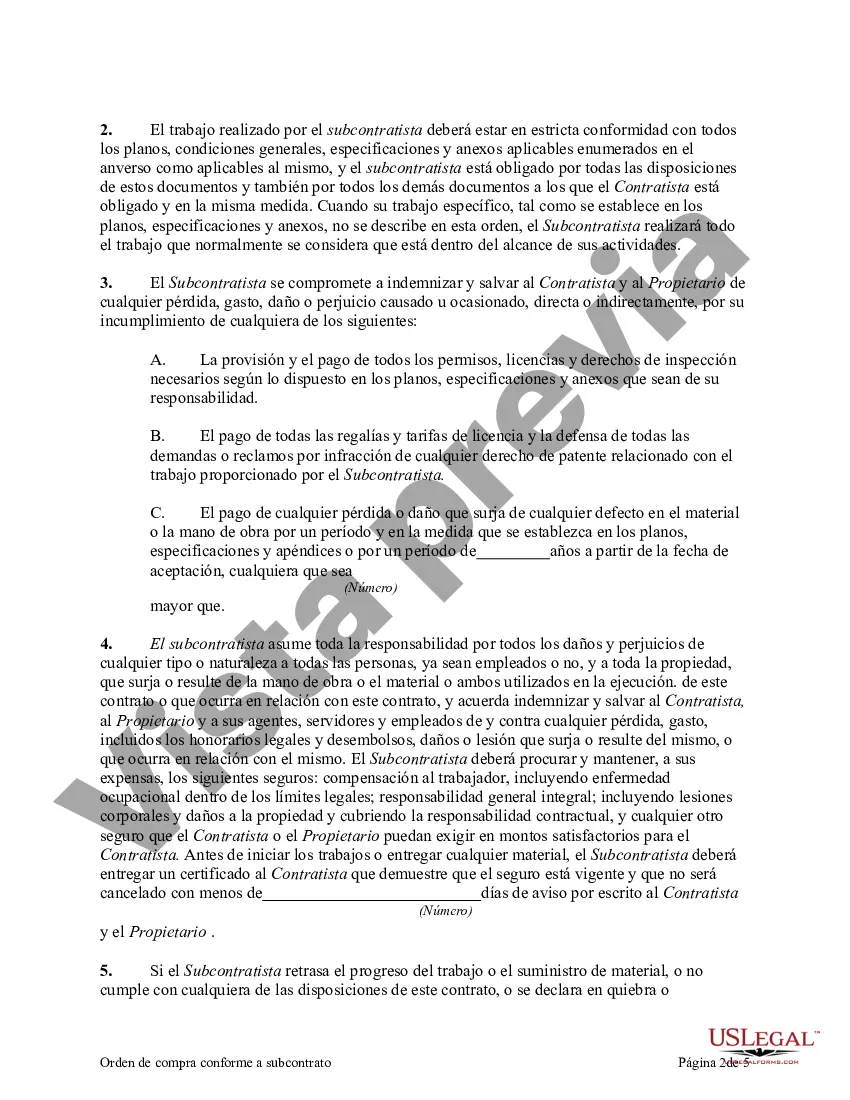 Preview Orden de compra conforme a subcontrato de mano de obra y materiales