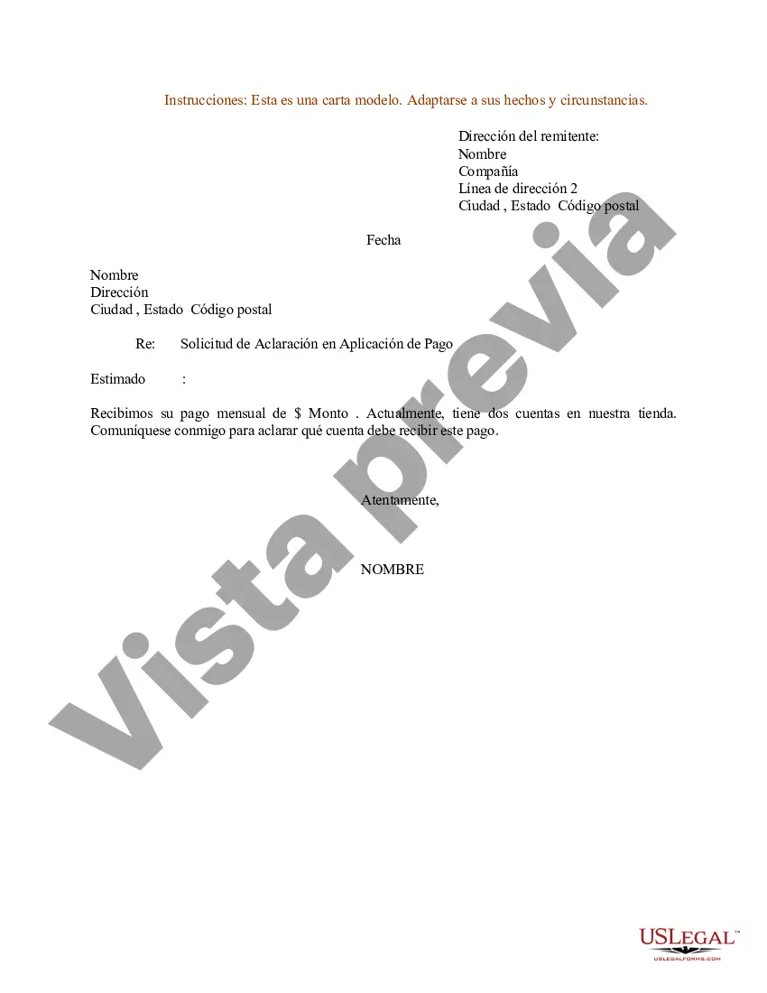 Preview Ejemplo de carta de solicitud de aclaración en la solicitud de pago