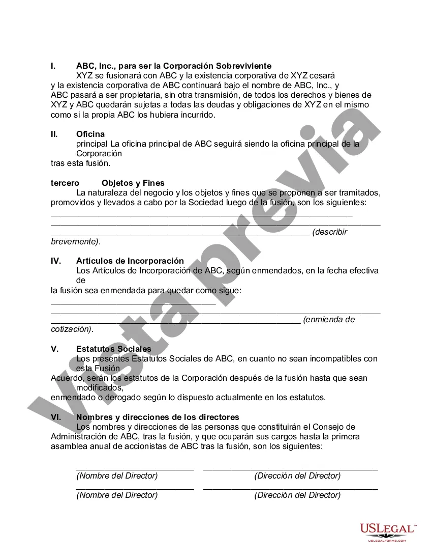 Preview Acuerdo de Fusión entre Dos Corporaciones