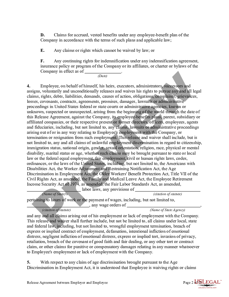 page 1 Release Agreement between Employer and Employee At Will with Consultant's Agreement for Employee to Continue Providing Services to Employer as Independent Contractor preview