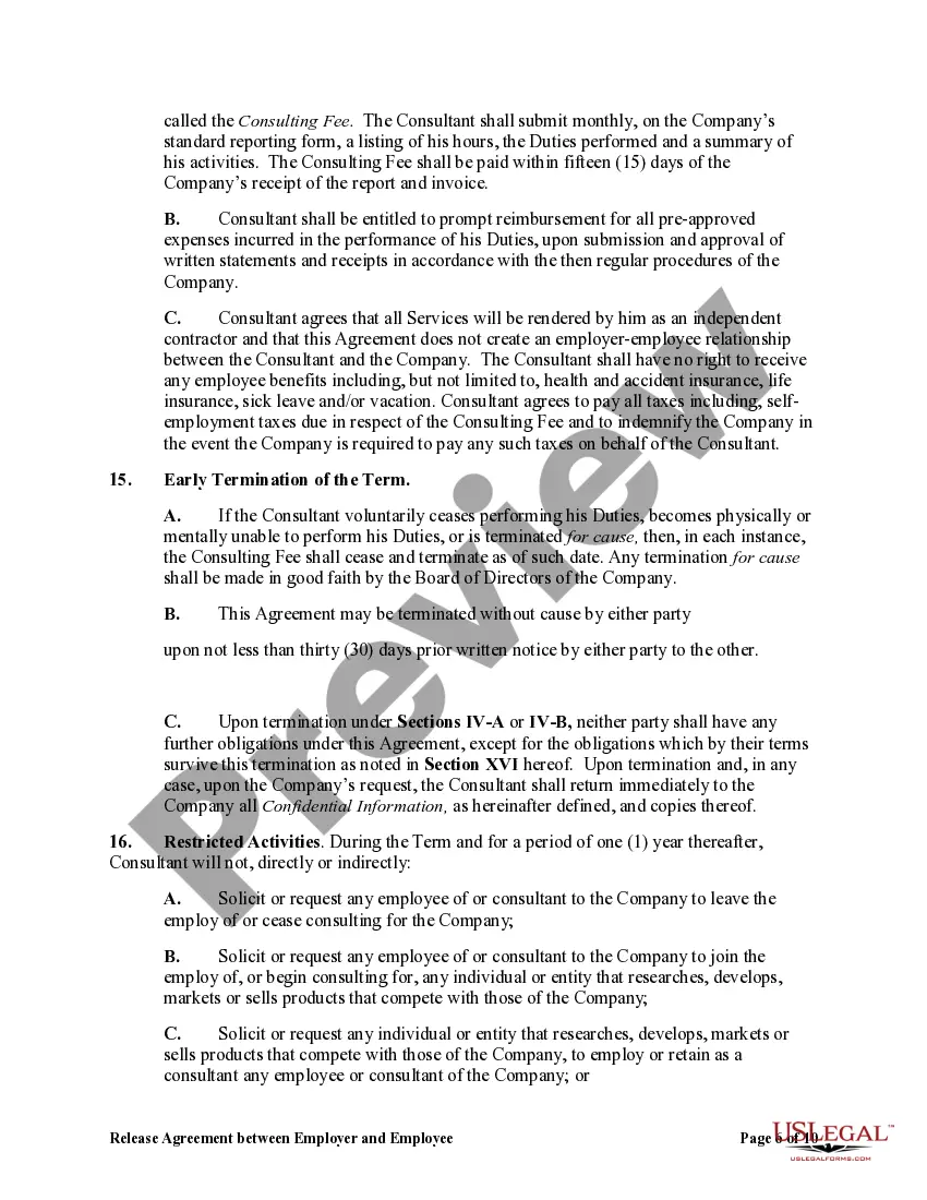 Preview Consultant's Agreement for Employee to Continue Providing Services