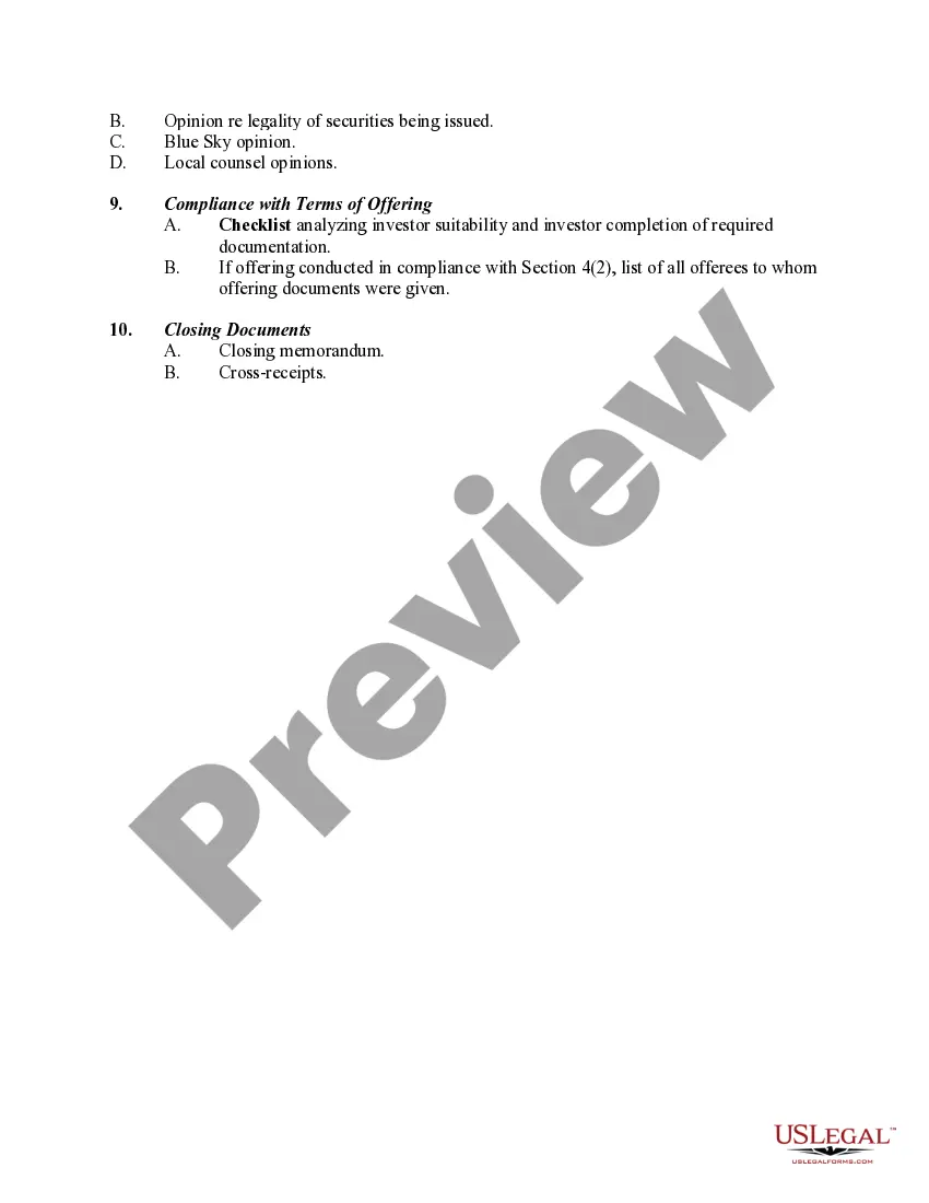 Get Checklist for Limited Security Offering Preview Checklist for Limited Security Offering