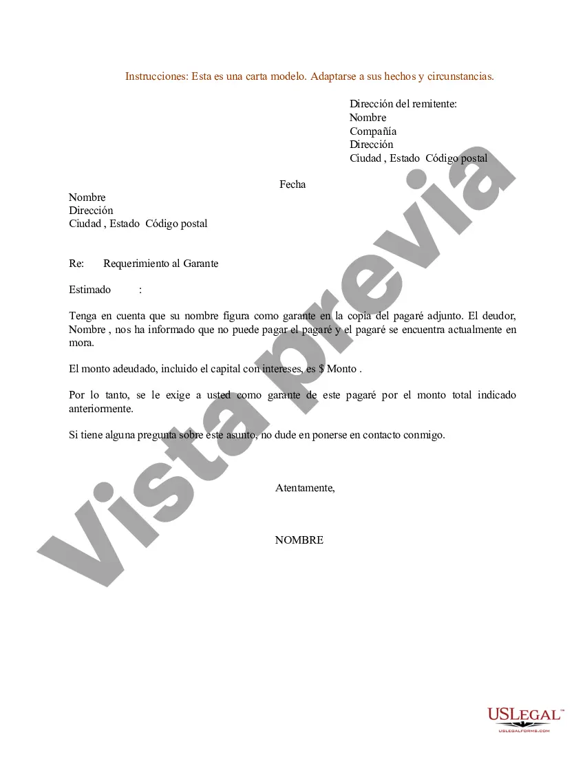 Preview Ejemplo de carta de demanda del garante