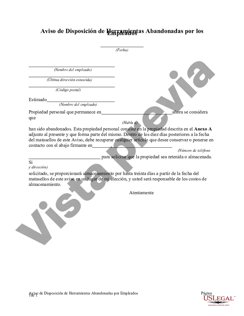 Preview Aviso de Disposición de Herramientas Abandonadas por los Empleados