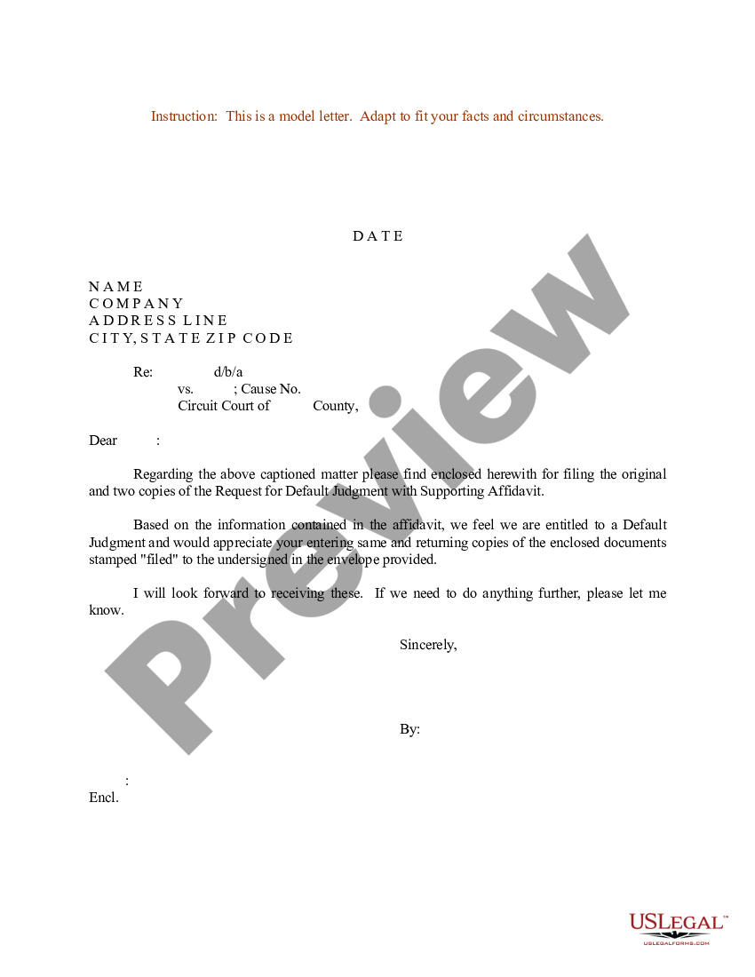 Sample Letter To Clerk For Filing Request For Default Judgment With