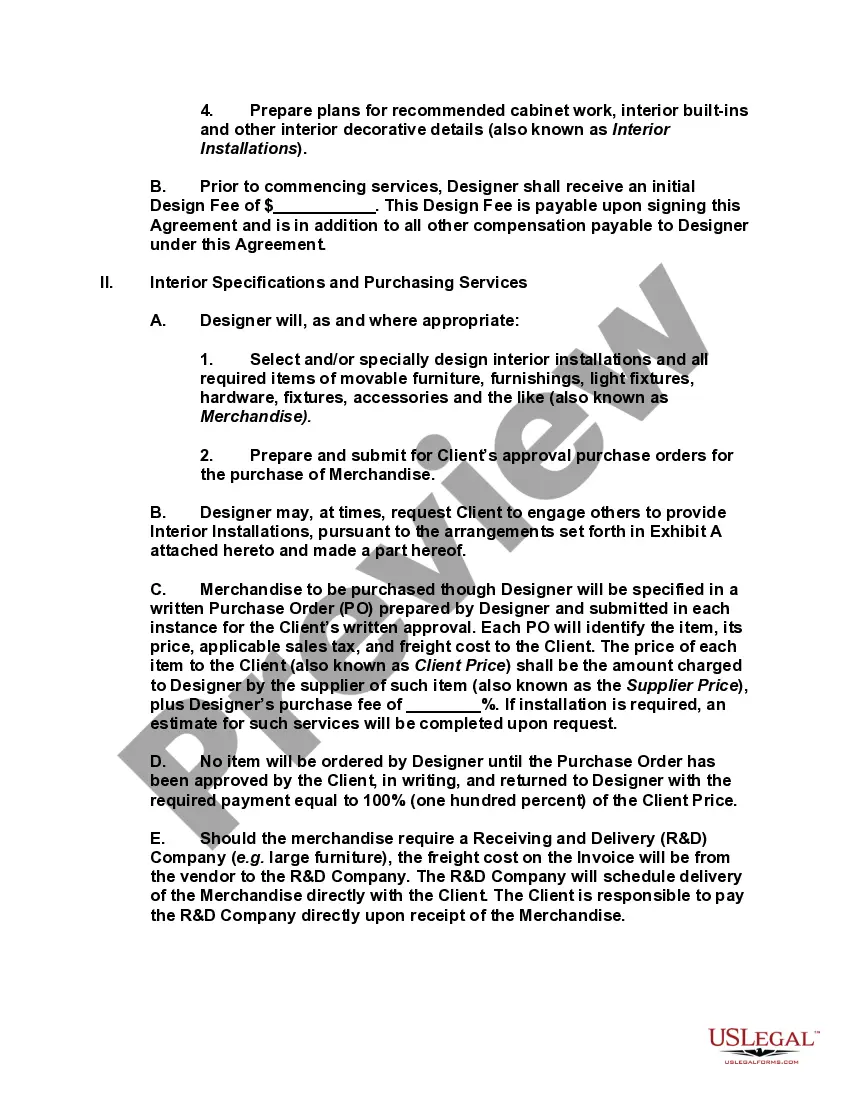 Preview Residential Interior Design Services Agreement