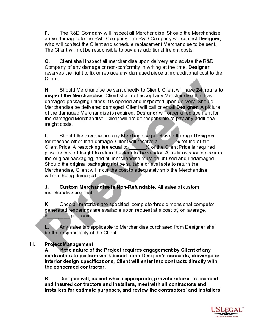 Preview Residential Interior Design Services Agreement