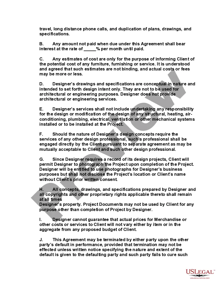 Preview Residential Interior Design Services Agreement