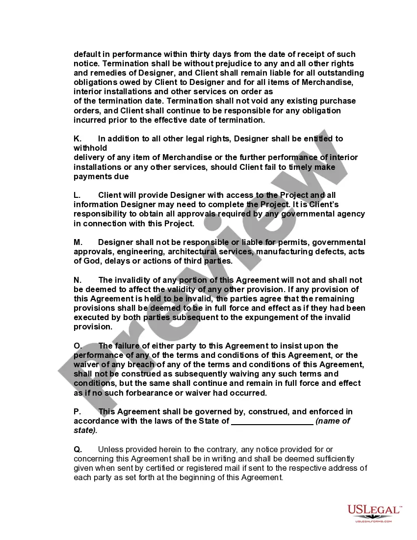 Preview Residential Interior Design Services Agreement