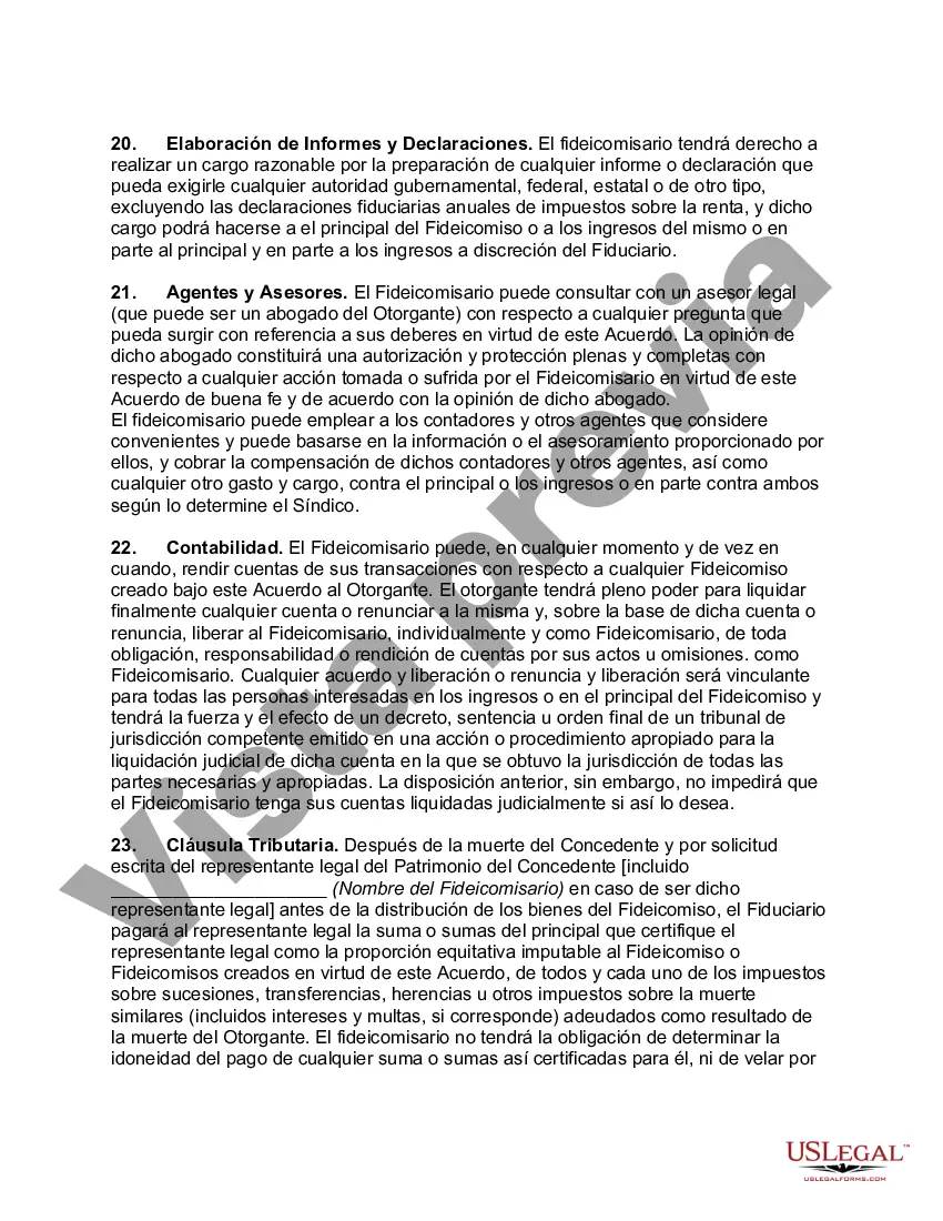 Preview Contrato de Fideicomiso Revocable con Fideicomisario Corporativo