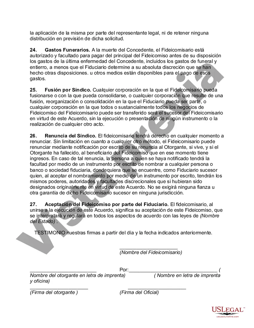 Preview Contrato de Fideicomiso Revocable con Fideicomisario Corporativo
