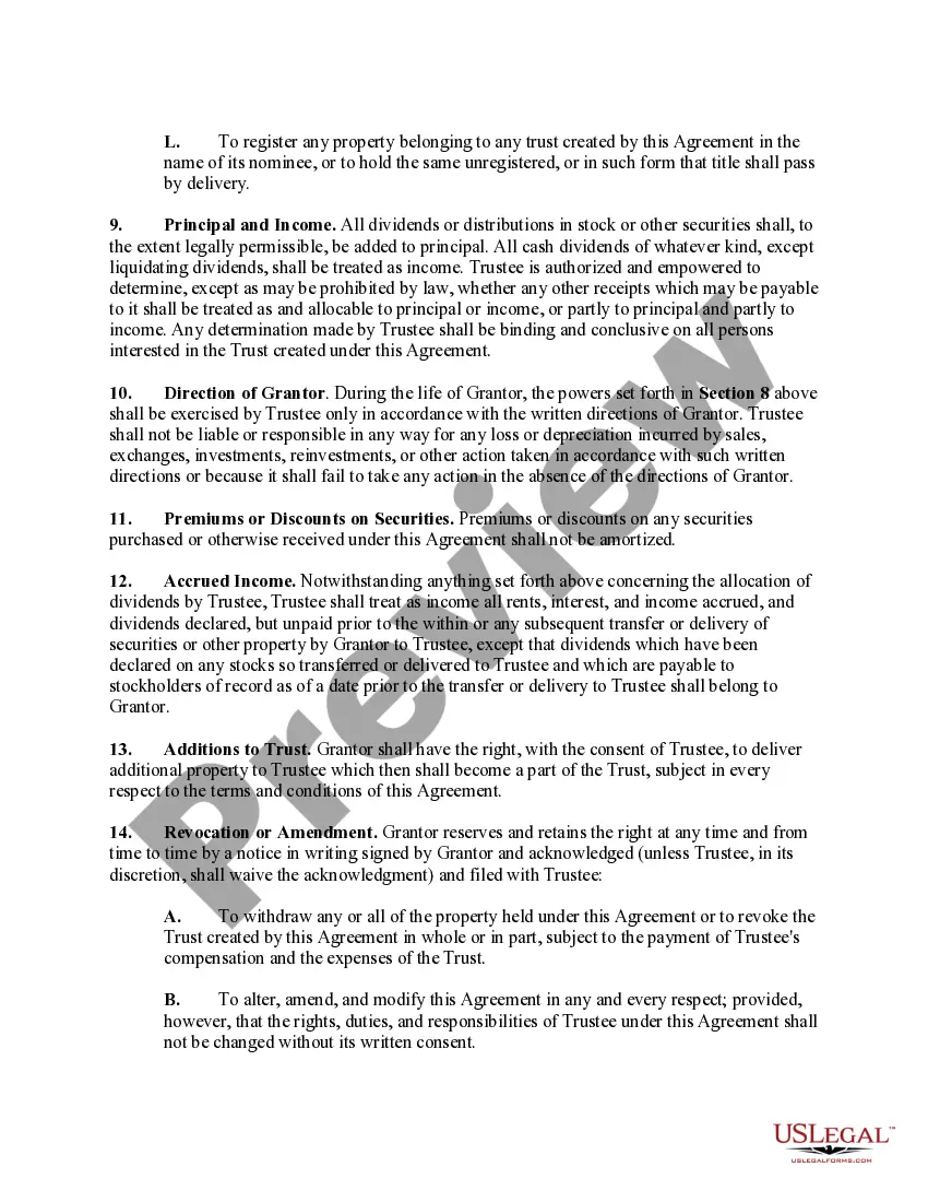 Preview Revocable Trust Agreement with Corporate Trustee