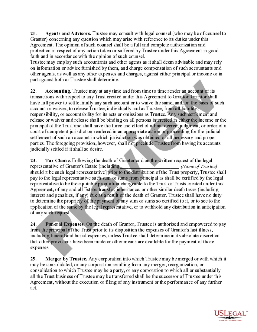 Preview Revocable Trust Agreement with Corporate Trustee