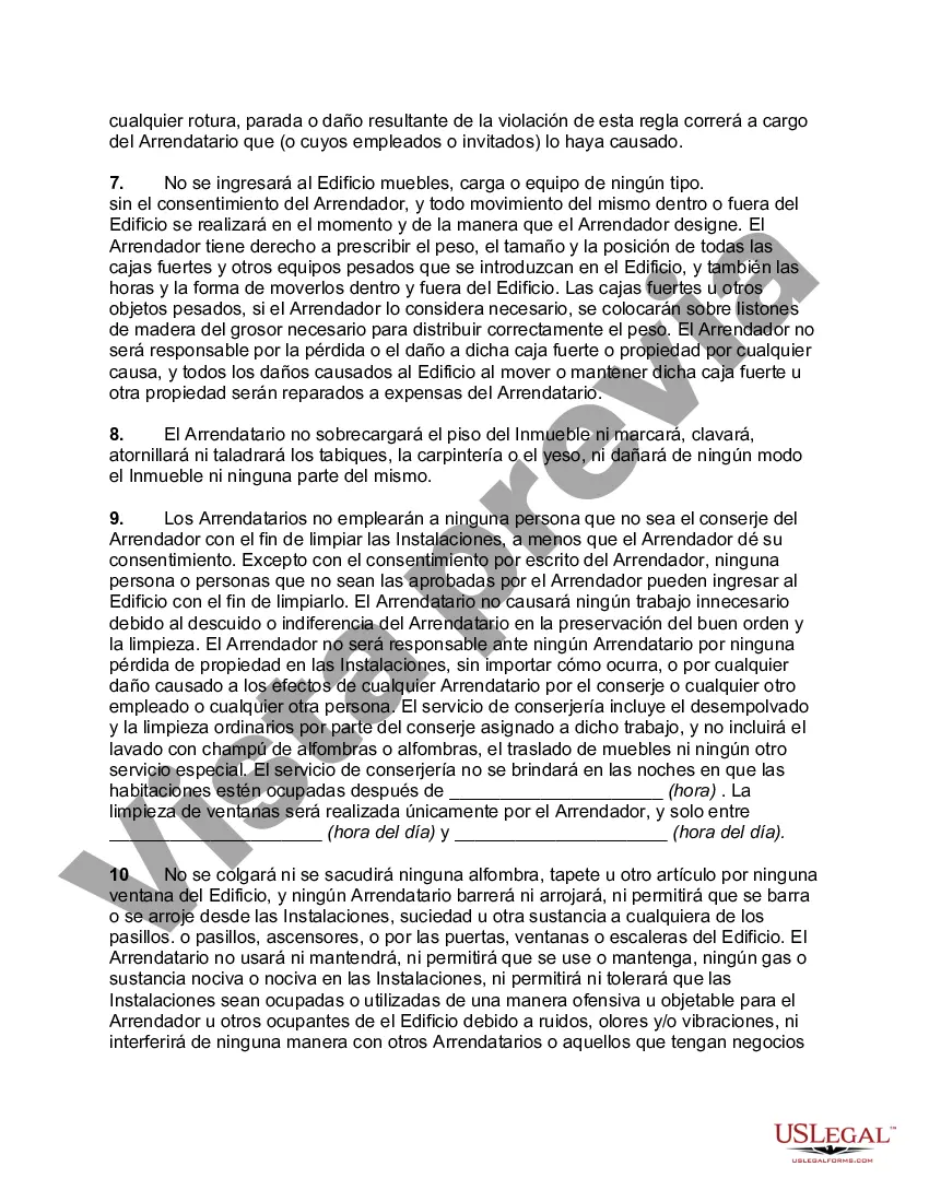 Preview Normas y reglamentos adjuntos y parte del contrato de arrendamiento de edificio comercial