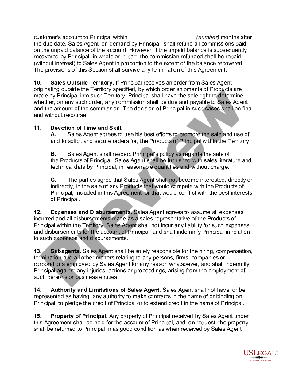 page 2 Agreement between Sales Agent and Distributor to Sell Retail Products in an Exclusive Territory preview