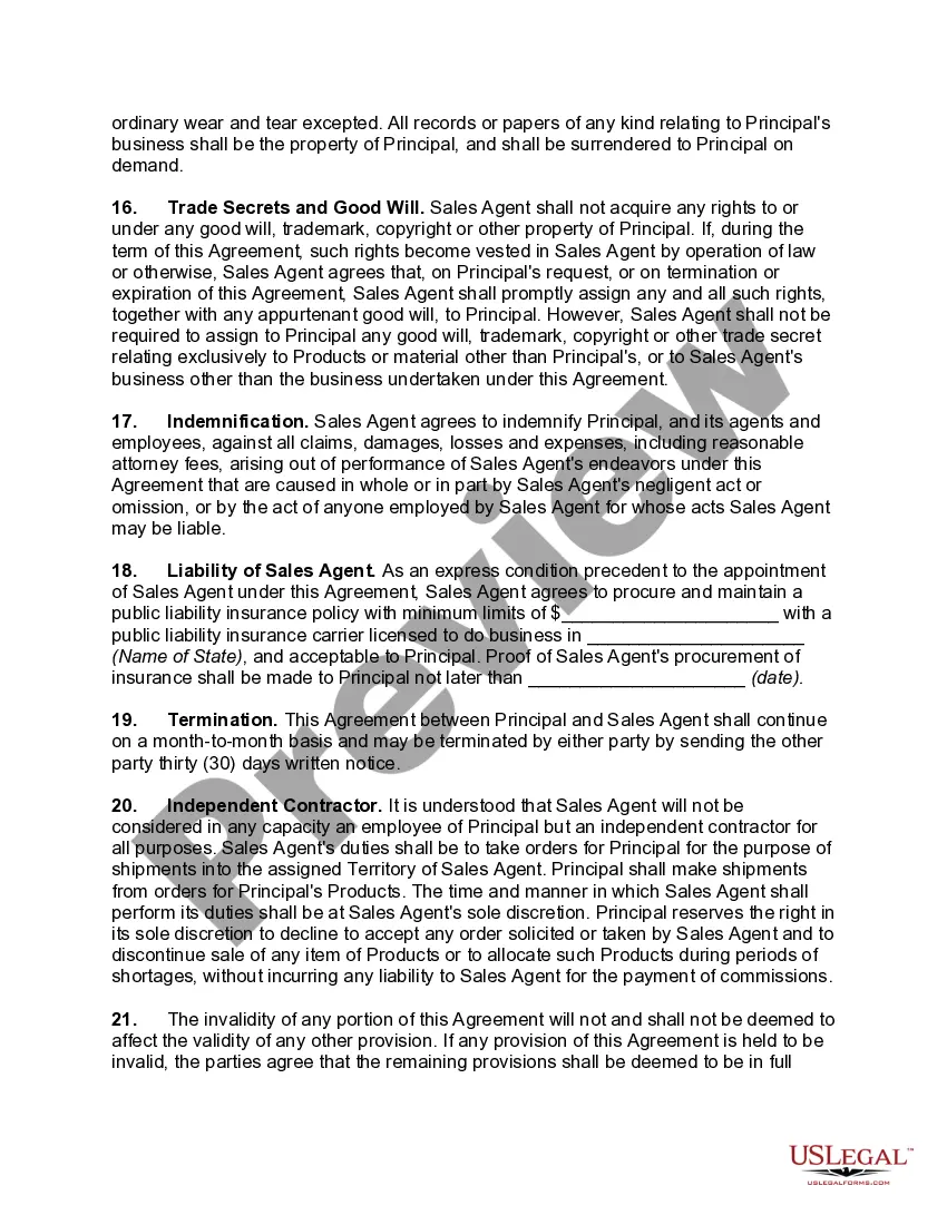 Get Agreement between Sales Agent and Distributor to Sell Retail Products in an Exclusive Territory Preview Agreement between Sales Agent and Distributor to Sell Retail Products in an Exclusive Territory