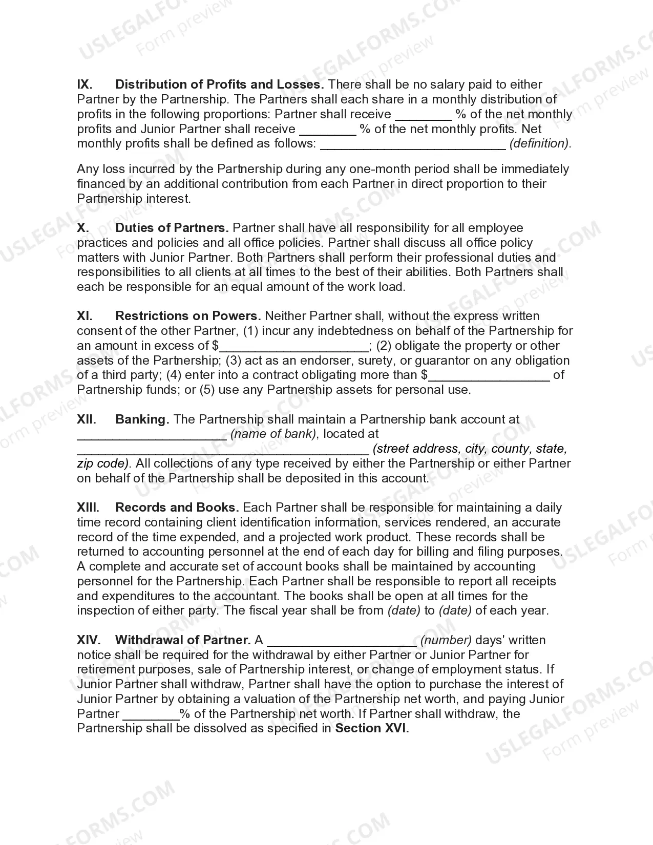 Preview Partnership Agreement with Senior and Junior Partners