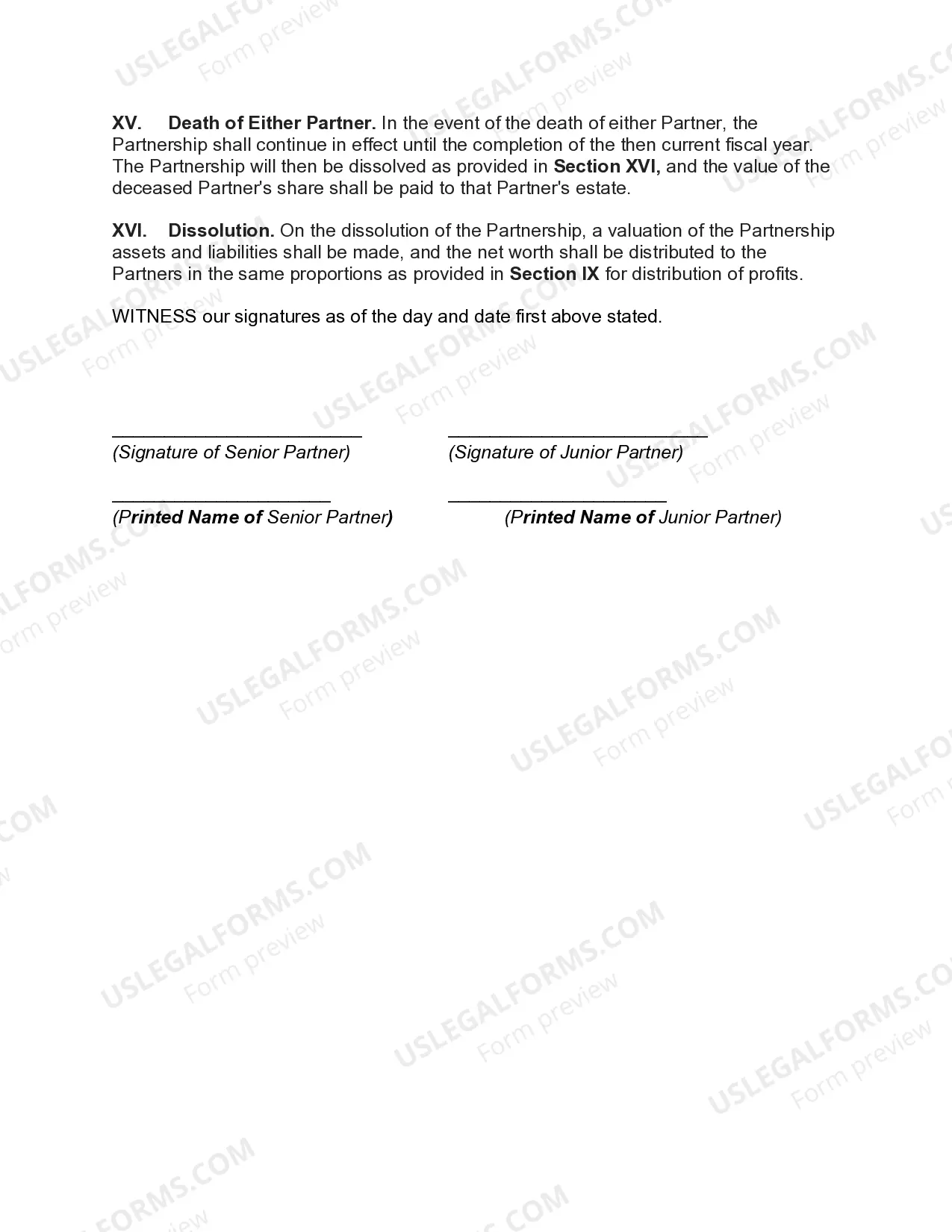 Preview Partnership Agreement with Senior and Junior Partners