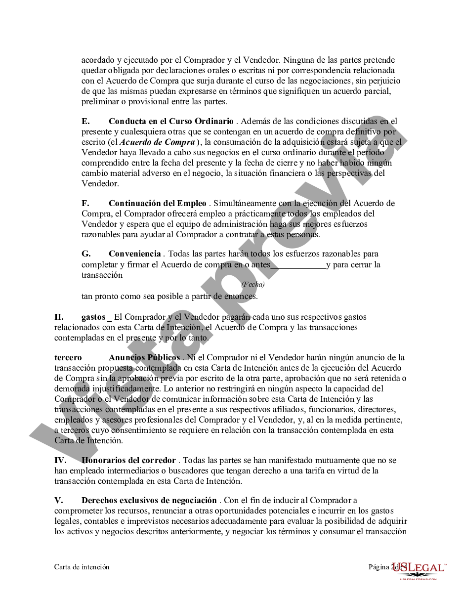 Tarrant Texas Carta De Intención De Compra De Negocios De Desarrollo De Software Us Legal Forms 0047